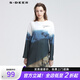S.DEER圣迪奧女裝上衣休閑圓領(lǐng)撞色字母暈染不規則T恤S22180207 白色/90 L/170
