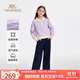 英氏（YEEHOO）女童套裝兒童衛(wèi)衣褲子兩件套中大童裝休閑運(yùn)動(dòng)時(shí)尚秋 夢(mèng)幻紫 150