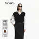 MO&Co.針織衫馬甲白襯衫兩件套疊穿含綿羊毛簡法寬肩黑色摩安珂 黑色 M 165