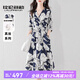 拉倫菲韻意式高端品牌 真絲連衣裙女2025夏季新款氣質(zhì)顯瘦桑蠶絲印花長(cháng)裙 藏青底花 XL 【90-120斤】