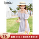 百圖betu女裝夏新款連衣裙一字肩泡泡袖減齡綁帶連衣裙女2306T66 淺紫 XS