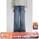 ELLE KIDS全棉百搭斜裁牛仔褲男女童秋季全腰松緊繭型長(zhǎng)褲