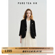 茶·愫【通勤文藝】puretea茶愫黑色西裝絲絨短外套女七分袖2025夏新款 石墨黑 L