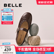 百麗（Belle）復(fù)古褶皺面瑪麗珍鞋女2025秋新商場(chǎng)同款羊皮舒適單鞋E3U1DCQ5 咖啡色 38