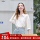 百圖betu女裝2025夏季新款襯衫微皺感亮片梭織七分袖上衣女2507T63 米白 M