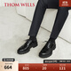 THOM WILLS德比鞋男增高皮鞋布洛克雕花休閑厚底正裝商務(wù)新郎鞋冬 黑色亮皮D1851 41 /7.5碼