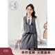 紫涵（ZIHAN）紫涵純白襯衫西裝馬甲兩件套女春季韓式含領(lǐng)帶學(xué)院套裝 灰色-1 S
