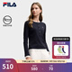 FILA 斐樂(lè )官方女子針織長(cháng)袖衫2025冬新款時(shí)尚經(jīng)典休閑修身亨利衫 傳奇藍-NV M 165/84A/M
