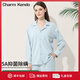 Charm Kendo睡衣女士春秋季長(cháng)袖長(cháng)褲開(kāi)衫休閑莫代爾棉家居服可出門(mén)兩件套裝 民搖籃 L 101-120斤