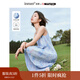 茵曼（INMAN）米雷系列吊帶裙2025夏女裝新品壓褶顯瘦連衣裙子 連衣裙-湖藍色 S
