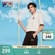 FILA 斐樂易烊千璽同款情侶款針織短袖衫2025夏季新款小狐貍寬松T恤 云菇白-WT L 175/96A/L