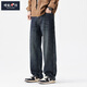 增致牛仔褲男士秋季新款寬松直筒休閑闊腿垂感街頭美式男長(cháng)褲百搭青春潮流 復古藍 常規 28