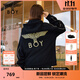 BOY LONDON【黃金法則】秋季男女同款外套刺繡連帽開(kāi)衫衛衣N06901 黑色 XL