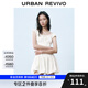 UR2025春季新款女裝撞色蕾絲飄帶U領(lǐng)無(wú)袖修身連衣裙UYY750014 米黃 (偏短) L