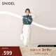 SNIDEL2025春夏新品半高領(lǐng)蝴蝶結印花小飛袖雪紡襯衫SWFB252053 深藍 均碼 (F)