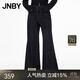 江南布衣（JNBY）牛仔褲女喇叭褲寬松水洗褲子拼接寬松拼色直筒長(cháng)褲5N2E15150 957/牛仔洗黑 M