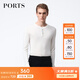 PORTS寶姿男裝毛衣絲絨混紡半開襟鈕扣套頭毛衣男上衣MV9K041DKI001 WHITE M M