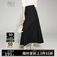 晚白【新品】2025秋款時尚優(yōu)雅休閑半裙氣質(zhì)純色高腰大擺半身裙 黑色 L