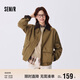 森馬（Semir）外套女燈芯絨翻領(lǐng)寬松chic女士秋拼接格紋夾克工裝風(fēng)101524108018