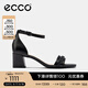 愛(ài)步（ECCO）一字帶涼鞋女 倪妮同款夏季高跟增高涼鞋羅馬涼鞋  塑雅213343 黑色21334301001（羊皮革）   36 （偏大，建議選小一碼）