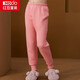 紅豆兒童保暖褲男女中大童秋冬加厚秋褲純色三層夾棉打底褲空氣層棉毛單褲H1S50502 西瓜紅 130
