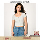 Abercrombie & Fitch【多色亨利領(lǐng)】小麋鹿圖案女裝25夏季修身短袖T恤139-5271 淺灰色 L (165/104A)