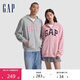 GAP男女裝春秋字母logo美式連帽衛衣情侶裝運動(dòng)外套611720