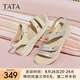 他她（TATA）休閑運動涼鞋女鞋羊皮法式坡跟涼鞋2025夏季新款7AP05BL5 銀色 37