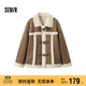 森馬（Semir）外套女牛角扣翻領(lǐng)寬松文藝2024冬季仿麂皮仿兔毛夾克109724108011