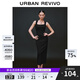 UR2025夏季新款女裝休閑褶皺后開衩無袖連衣裙UWB750004 黑色 M