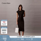 Calvin Klein高級(jí)成衣系列25夏季女士ck氣質(zhì)休閑通勤黑色顯瘦連衣裙44B012G