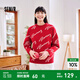 森馬不二馬聯(lián)名毛衣女oversize圖案打底衫春圓領(lǐng)字母衣服個(gè)性小眾 紅白色調(diào)00361 165/88A/L