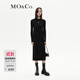 MO&Co.針織裙連衣裙含綿羊毛輕暖LOGO章仔小圓領(lǐng)開(kāi)叉黑色摩安珂 黑色 S 160