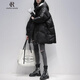 clotho Rennie品牌女裝羽絨服女中長(cháng)款2025冬裝新款時(shí)尚韓版白鴨絨連帽加厚外套 黑色 M 160 140-160斤