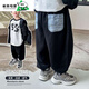 葉余男童哈倫褲2025新款秋裝寶寶韓版潮時(shí)尚牛仔口袋收腳兒童衛褲 黑色牛仔口袋哈倫衛褲 90