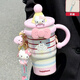 熊哲察哈嘍keiti周邊水杯HelloKitty大容量卡通保溫杯女生ins辦公室吸管 粉+粉蝴蝶結+擺件+清洗具+鑰匙扣掛件 迷你小帽子冰霸杯-600ML