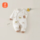 貝瑞加（Babyprints）新生兒連體衣秋冬夾棉保暖嬰兒衣服加厚哈衣初生寶寶爬服  咖鹿52