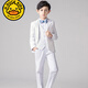G.DUCKKIDS兒童西裝套裝男童花童禮服韓版中大童男孩小西服外套鋼琴演出服秋 白色西服四件套【外套+長(cháng)褲+襯衫 160cm