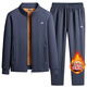 ADIDAS TECHFIT阿迪達斯冬季加絨加厚羊羔絨中老年爸爸純棉立領(lǐng)休閑運動(dòng)套裝男 藍色直筒 羊羔絨套裝 XL 推薦120-140斤