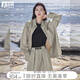 對(duì)白今年流行襯衫套裝裙女2025秋裝新款寬松襯衣半身裙通勤兩件套 灰卡其 M