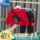 迪士尼（Disney）品牌男童套裝24帥氣加絨薄絨秋冬新款嬰兒童服裝抓周拜年服 紅色 90碼建議1-2歲【 80-90cm】
