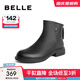百麗（Belle）柔軟舒適時(shí)裝靴女商場(chǎng)同款羊皮低跟短靴A2X1DDD3 黑色-單里 38 (240mm)