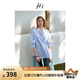 H's密條紋襯衫女25春夏款高級設計感挺括撞色領(lǐng)通勤襯衣 藍白條紋 S