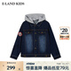 E·LAND KIDS衣戀男女童牛仔外套冬季新品撞色貼布繡外套 D/Indigo深靛藍(lán)色/57 170 cm