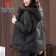 皮爾卡丹羽絨服女款2026年秋冬新款中長(cháng)款輕薄大碼寬松媽媽冬裝外套女百搭 黑色 XL 【建議115-130斤