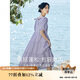 茵曼（INMAN）田園清新連衣裙夏季女氣質(zhì)A字泡泡袖蛋糕裙子 紫色 L 