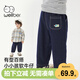 威爾貝魯（WELLBER）嬰幼男女中小兒童寶寶牛仔百搭長褲酷帥可愛春秋褲子 深藍(lán)色 110
