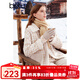 百圖betu女裝秋冬新款短外套新中式拼接毛領(lǐng)格紋大衣外套2310T63 杏色 M