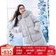 LAGOGO【三防】長(cháng)款羽絨服女拉谷谷2024年冬季新款連帽有毛領(lǐng)外套 淺藍色 S