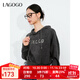 LAGOGO百搭休閑抽繩連帽衛衣女拉谷谷春秋新款短款百搭寬松上衣 灰色(R2) L